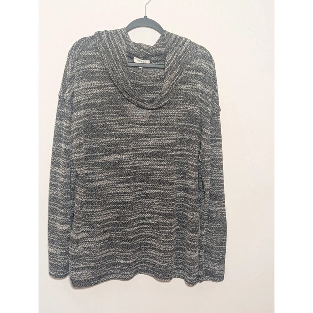 Umgee NWT Marled Cowl Neck Tunic Sweater Top Gray Black Long Sleeve Size Large